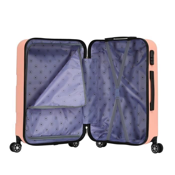 Valise Cabine 4 roues 55cm 4 roues Tropic- Rose Saumon ABS