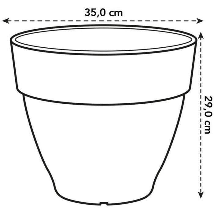 Pot De Fleurs Rond En Plastique Garronda - Gris, Diamètre 28 Cm, Hauteur 20 Cm - Avec Trous De Drainage - Pour Intérieur Et Extérieur