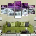 5 Parties Motif HD Affiche Mur Purple Forest Tree Lake Chute d'eau Moderne décoration -100x50cm[81]-0