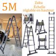 Zaku 5M Échelle Télescopique Pliante Échelle Escamotable Noir En Aluminium Certifié EN131 pour intérieur et extérieur-0