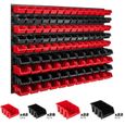 Système de rangement 115 x 78 cm a suspendre 114 boites bacs a bec XS et S rouge et noir boites de rangement-0
