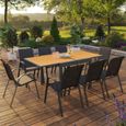 IDMARKET Salon de jardin POLY extensible table 90-180 CM et 8 chaises bois et gris anthracite-0