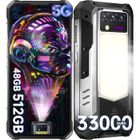 Smartphone Robuste 5G OUKITEL WP100 Titan 48GO+512GO 33000mAh 6.8" 200MP Téléphone Portable Incassable avec 100 Lum Projecteur NFC