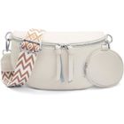 DUPHOY Sac Banane Femme Cuir Sac bandoulière Petit Sac a Main avec Porte Monnaie Amovible avec Large Sangle Réglable et Amovible (Beige)