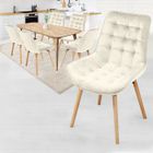 Chaise de Salle à Manger en Velours - Lot de 6, Style Rétro, Crème - MIADOMODO