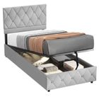 OKWISH Cadre de Lit Enfant 90×190 cm - 1 Place - Lit de Rangement avec Tête de Lit Réglable - Velours Gris (Sans Matelas)