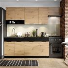 PEGANE Cuisine complète Erika 7 éléments couleur chêne artisan-noire, Plan de travail non inclus - Longueur 180-240 cm