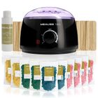 PLASTIMEA Cire d’épilation & Chauffe cire Mealiss 120 - 1 KG perle de cire dépilatoire, huile post épilation + spatules - Corps et visage