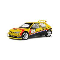 Voiture Miniature de Collection - SOLIDO 1/18 - PEUGEOT 306 Maxi - Eifel Rallye Festival 2022 - Yellow / Blue / Red - 1808304