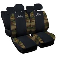 Housses de siège deux-colorés pour Ford Ka doissiers unie - noir camouflage