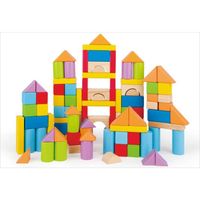 Baril de 101 cubes en bois colorés Hape - Pour enfants de 2 ans et plus - Peinture à base d'eau non toxique