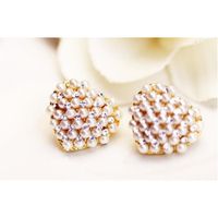 LCC® Boucles d'oreilles perle de cœur blanc champagne cristaux Swarovski Autrichien Strass Zircon Faux diamant Rhinestone élégantes