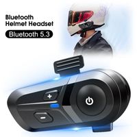 2Pcs Casques Bluetooth de moto, casque étanche sans fil mains libres casque, avec micro interphone