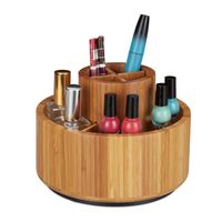 Relaxdays Organiseur de maquillage, bambou, rotatif sur 360 degrés, rond, pour pinceaux, rouge à lèvres D: 20 cm, nature