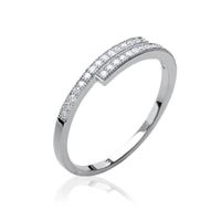 Bague Jonc Large En Argent 925 Massif Avec Strass - Taille 61 - Style Dôme - Occasion
