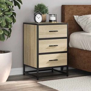 VidaXL Table Chevet 2 Tiroirs Chêne Sonoma 38x34x80cm - Meuble Nuit Rangement
