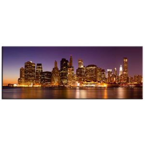 New york city gratte-ciel nuit b/&w toile wall art panorama encadrée imprimer