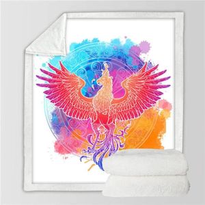 JETÉE DE LIT - BOUTIS Couverture Phoenix Nirvana - Phoenix - Aquarelle - Multicolore - Rectangulaire - Enfant