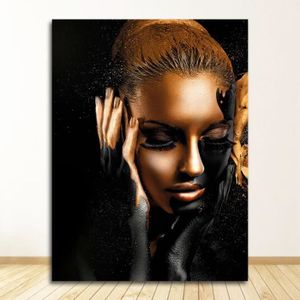 Tableau - Toile,Affiche d'art mural scintillant,maquillage doré pour femme, peinture sur toile,salon,chambre à - a -50x70 CM No Frame - Cdiscount Maison