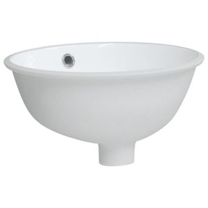 LAVABO - VASQUE Évier de salle de bain ovale en céramique blanc DRFEIFY - 33x29x16,5 cm - avec trou de trop-plein