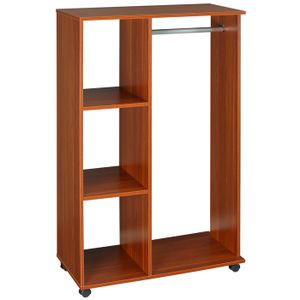 ARMOIRE DE CHAMBRE Armoire penderie à vêtements sur roulettes 3 étagères marron 03