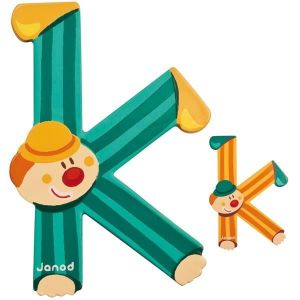 PLAQUE DE PORTE JANOD Lettre décorative Clown K en bois