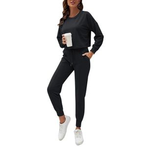 Ensemble survêtement avec sweatshirt et jogger - Tenue de sport femme  (Grande taille disponible) - Couleur Prune