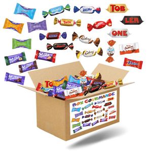 CHOCOLAT BONBON BOX GOURMANDE - Assortiment de 100 Mini-Chocolats : Célébrations, Kinder, Milka, Daim, Toblerone