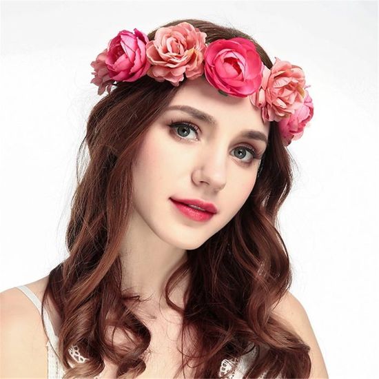 6 pièces Couronne de fleurs pour femmes et filles, serre-tête