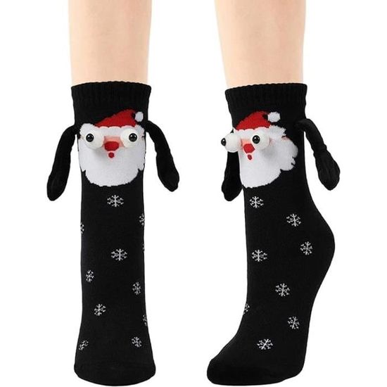 Acheter 2 Paires De Chaussettes De Couple Magnétiques Amusantes, Cadeau De Noël, Douces Et Confortables, Design Des Yeux Et Des Mains, Chaussettes élastiques