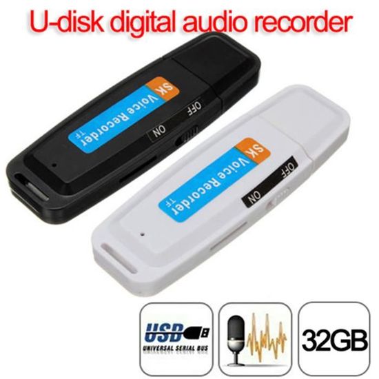 Enregistreur Vocal Numérique Enregistreur Audio Usb Portable Professionnel, Noir, 8 Gb Avec