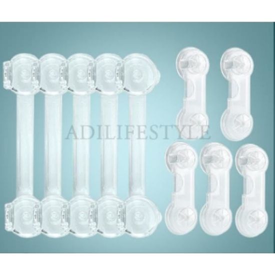 Serrures De Sécurité Bébé Clyhon – Lot De 6 Loquets Adhésifs Sans Perçage Pour Tiroirs, Placards, Frigo