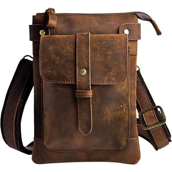 Sac Bandoulière Homme En Cuir Véritable - Pochette Messenger Noir, Fait Main En Turquie