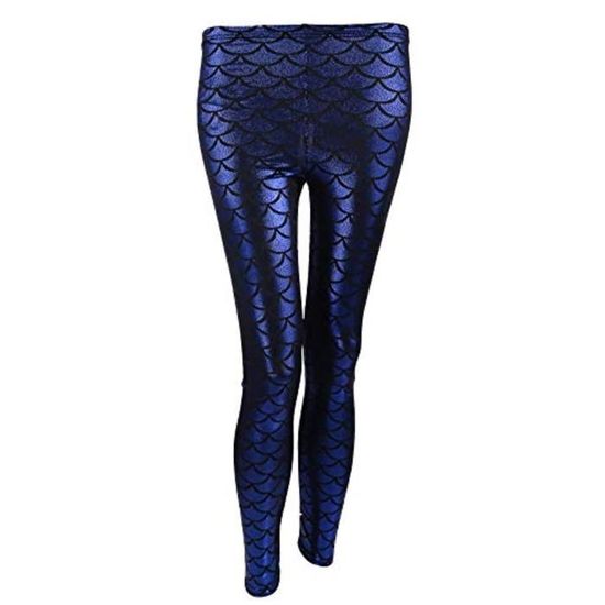 Inlzdz Homme Pantalon Imprimé Sirène Échelle Poisson Déguisement Sirène Prince Halloween Carnaval Fête Brillant Legging Collant S-4XL Vert S