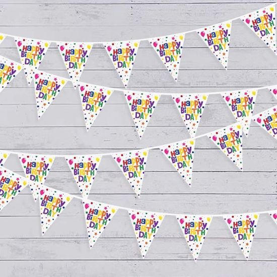 Guirlande Fanions Réutilisable Emezddo - Mousseline Coton, Pompons, Décoration Fête Ou Chambre