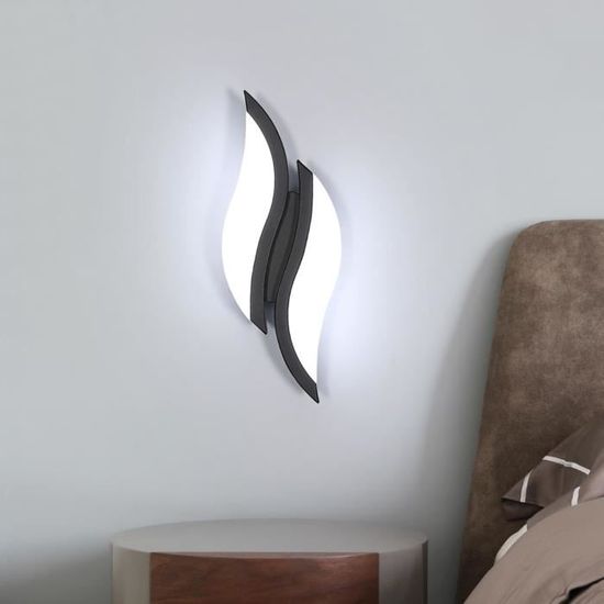 Lot De 2 Appliques Murales LED Osairous - 12W, 1350lm, Blanc Chaud 3000K - Diamètre 20cm, Aluminium Noir - Pour Salon, Chambre, Salle De Bain