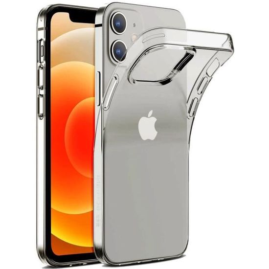 Pour Apple iPhone 12 6.1": Coque Silicone gel UltraSlim et Ajustement parfait - TRANSPARENT