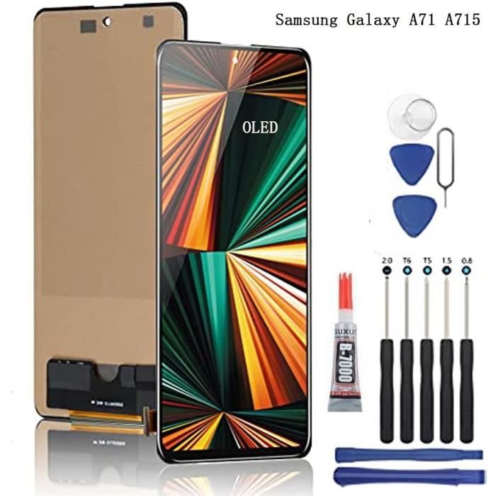 Écran LCD pour Pour Samsung Galaxy A71 A715(non Version 5G)2019 Taille 6.7'' AMOLED VITRE TACTILE NOIR + Kit outils + Colle B7000