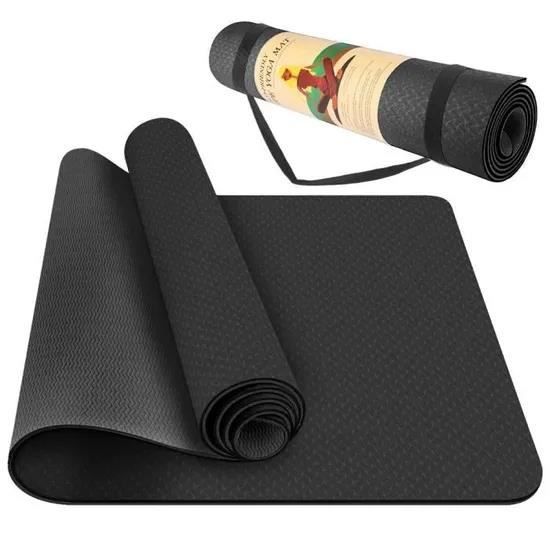 Tapis de Yoga Pro Classique 183*61*0.6cm Tapis de Fitness Antidérapant mat exercise noir