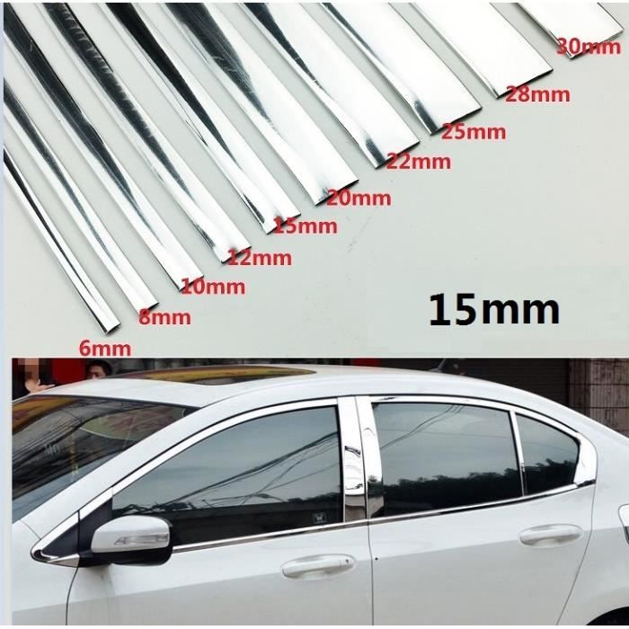Bande autocollante de décor pour voiture - Autocollant de décoration, couleur Chrome, argent, largeur 1 - Modèle: 1M - ANQCCTA10278