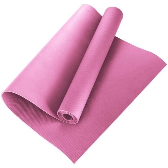 4MM Tapis de Yoga EVA Antidérapant Gym à Domicile Tapis D'exercice Pilates Tapis de Fitness173 * 60 * 0.4 cm Rose