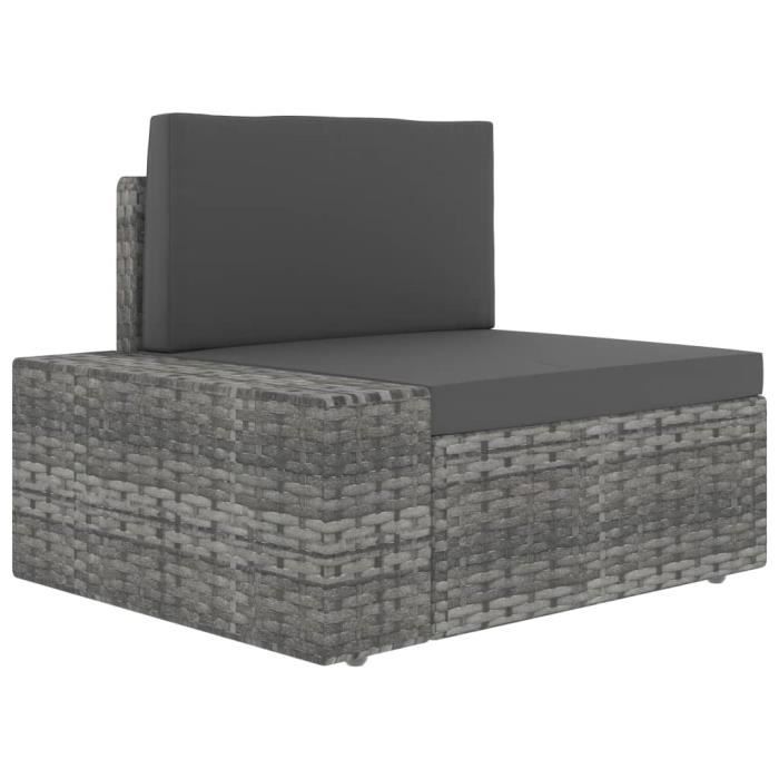 Canapé d'angle sectionnel Confortable- Contemporain Salon de jardin accoudoir droit Résine tressée Gris