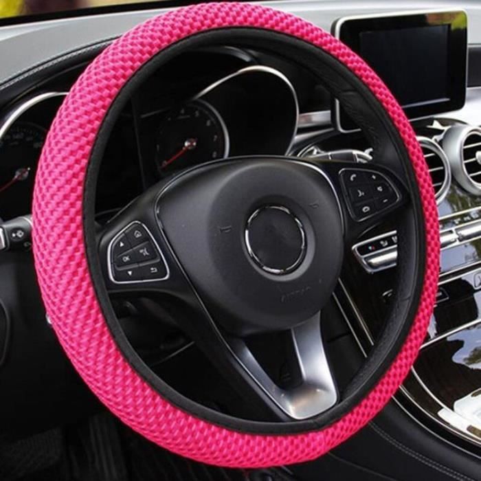 Housse de volant de voiture protecteur respirant couvre volant antidérapant noir adapté 37 38cm Auto d Rose red