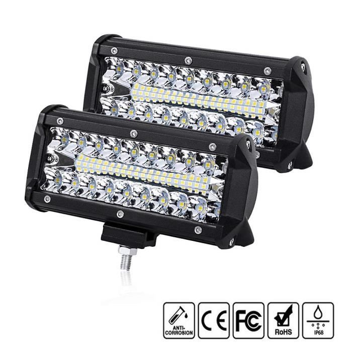 Comaie Projecteur Phare de Travail LED 12V 120W 7Inch Lampes de Travail Etanche IP67 Spot Flood Feux Antibrouillard LED 16000lm F