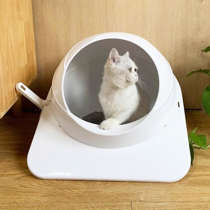 Maison de Toilette,Bac à litière pour chat,Litière de chat,monté sur le haut,grand chat fermé,litière pour - Type Capsule White