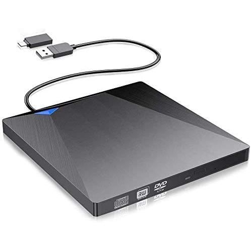 VersionTech Lecteur CD DVD Externe Type C USB 3.0, Graveur Enregistreur DVD Externe Ultra Slim Portable pour PC, Ordinateur Portable