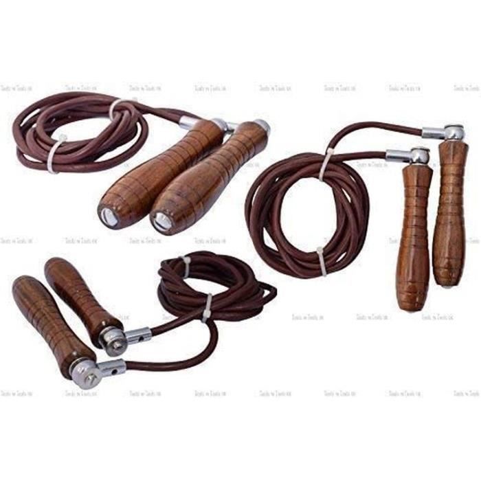 Pro Cuir Réglable Vitesse Corde à Sauter Fitness Exercice Entraînement Gym Sauteur