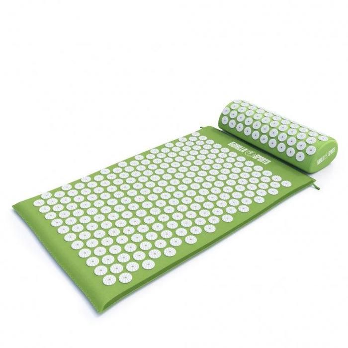 Tapis d'acupression avec coussin et sac de transport - tapis de fakir - tapis de massage - 68 x 42 x 2,5 cm - Couleur : vert pomme