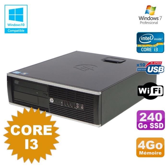 PC HP Compaq 6200 Pro SFF Core i3 3.1GHz 4Go 240Go SSD DVD WIFI W7 Pro