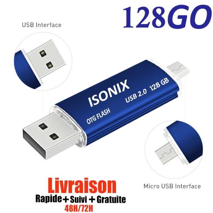 Clé USB 128 GO 2 en 1 Micro Usb Drive Pour Android Smartphones Tablette PCs 100 % Réel 2.0
